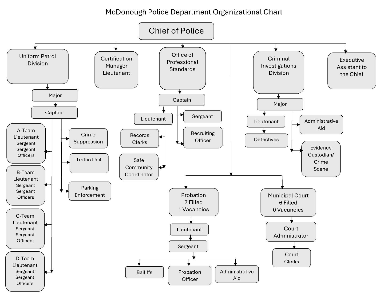 Organizational Chart for Police Department