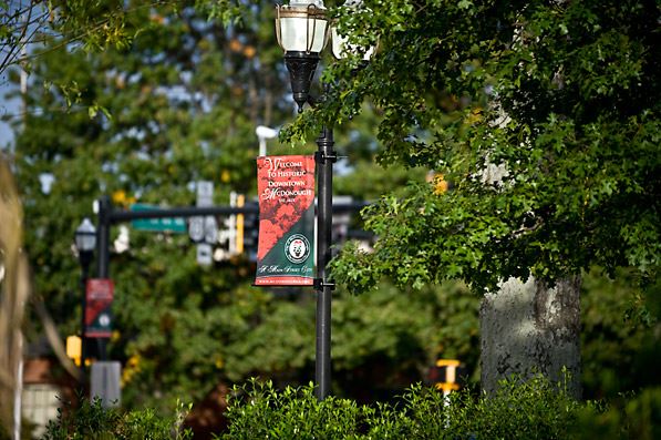 Sign on a street light